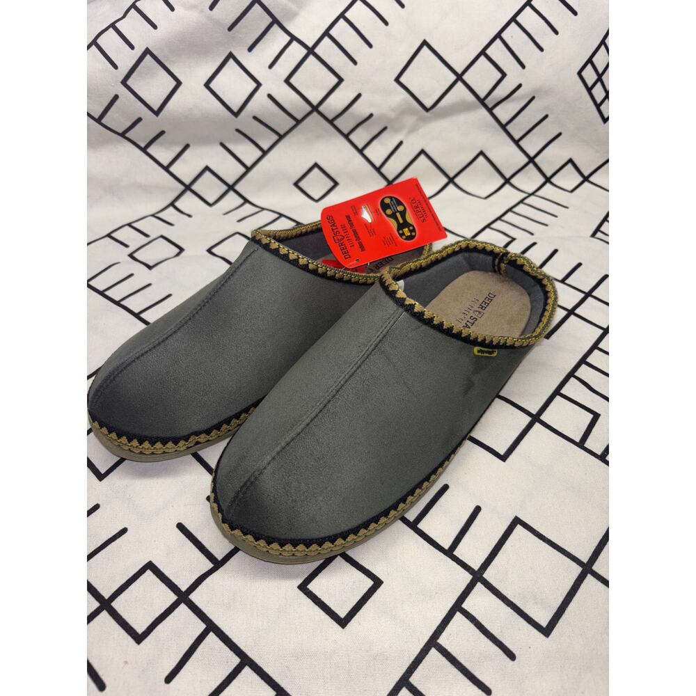 Deer Stags Gray Slip-On Loafers with Tan Trim